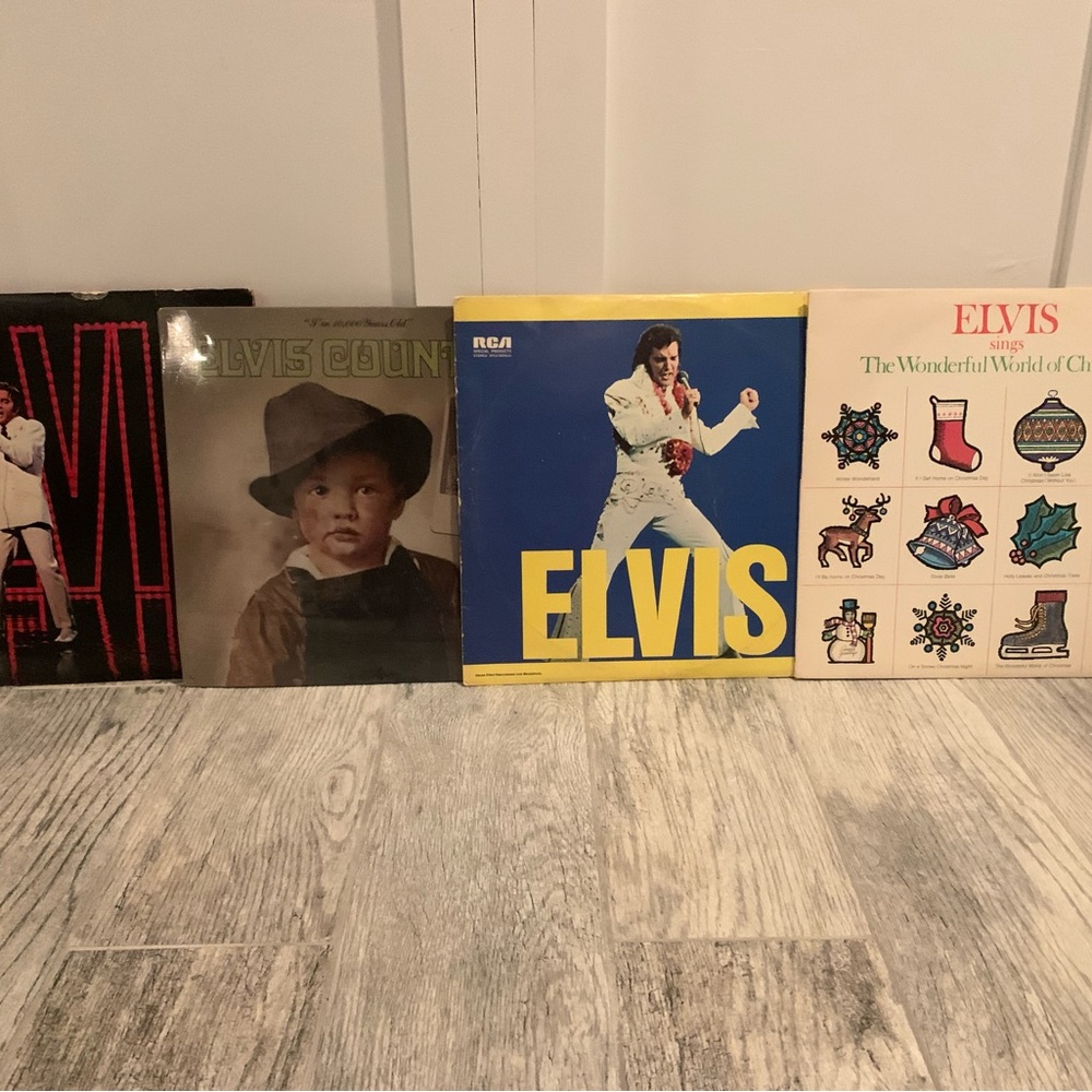 3 Elvis Records & 1 poster